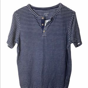 Merona Blue and white stripe short sleeve shirt
